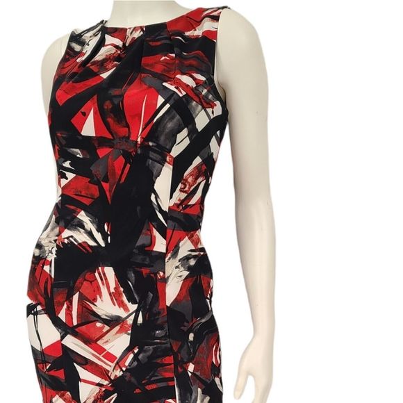 Michael Kors Red and Black Mod Print Shift Dress size 4 - Picture 4 of 8